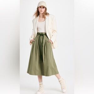 THE GREAT. Forest Green A-Line Skirt
